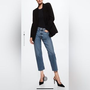 Mango High-Waist Cropped Straight Jeans